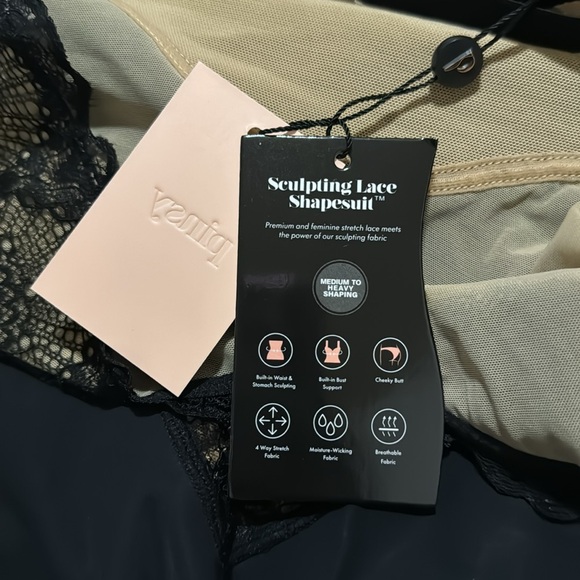 Pinsy Sculpting Lace Shapewear Bodysuit Black Lace Compression NWT-3X Long - Picture 13 of 15